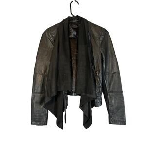Zara Black Vegan Leather Moto Asymmetrical Full Zip Front Jacket Women Sz XS